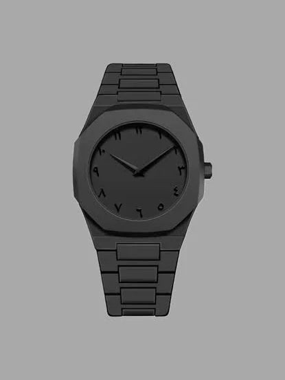⌚ Arabic Black Aura Watch | Modern Men’s Stainless Steel Quartz Watch