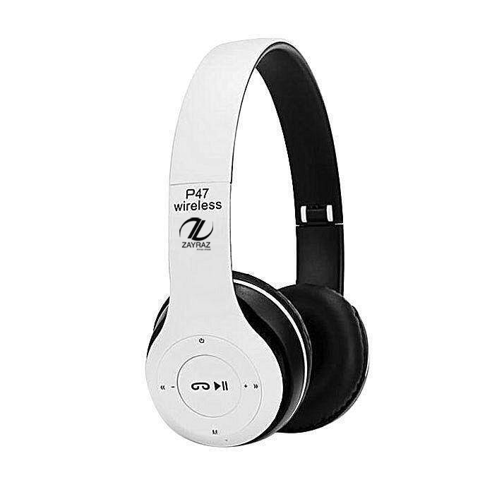 P47 Wireless Bluetooth Headphones | Foldable Over-Ear Headset with Mic, FM Radio & TF Card Support | Compatible with PC, TV, Smartphones & Tablets